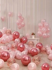 25pcs Pink Party Balloons For Festival Celebration And Room Decoration - Pink - View 1