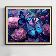 1pc Full Square Diy Diamond Painting Butterfly Flower Handmade Gift Diamond Mosaic Animal Fantasy Home Decor - Multicolor - View 1