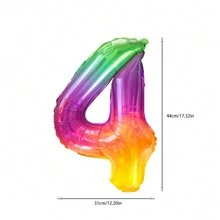 1個16英寸彩色數字4鋁箔氣球（隨機顏色）,生日派對裝飾用品 - 彩色 - 查看 2