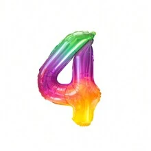 1個16英寸彩色數字4鋁箔氣球（隨機顏色）,生日派對裝飾用品 - 彩色 - 查看 3