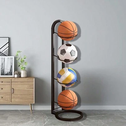 Indoor Carbon Steel 4 Layers Basketball Storage Rack Put Ball Football Storage Basket Placed Rack Volleyball Stand Holder Space Home Bedroom Living Room Schools