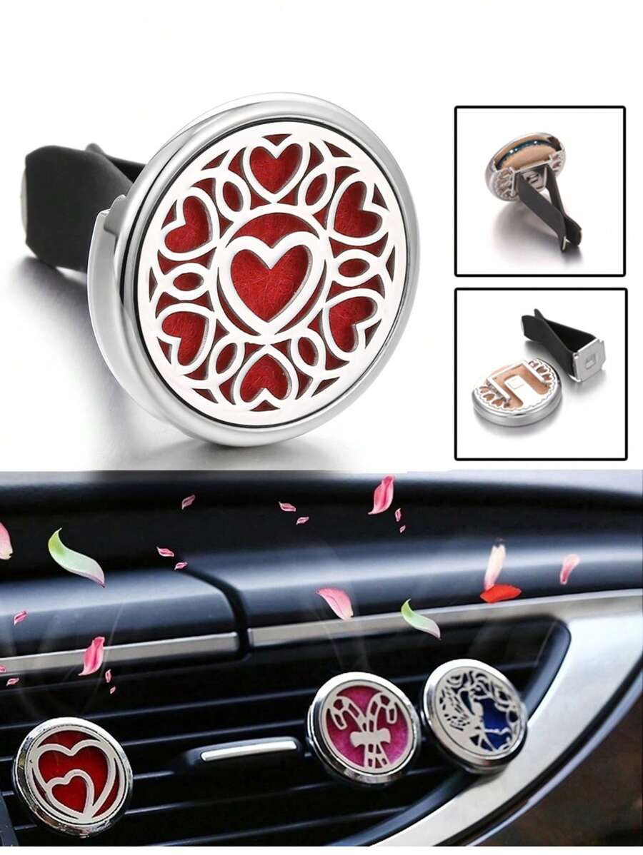 新款香水擴散器汽車出風口鬆緊夾愛心羽毛香氛芳香療法精油擴散器汽車夾式空氣清新劑汽車配件內飾 - 淺藍色 - 查看 1