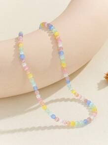1pc Fashionable Multicolor Cat Eye Stone Beaded Necklace Suitable For Women'S Daily Wear - Multicolor - View 4