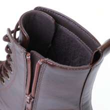 Milocaca New Women'S Lace Up High Top Platform Brown Boots With Thick Sole, Side Zipper, Comfortable Shoes - 棕色 - 查看 9