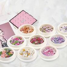 9 hộp sticker dán móng tay hình hoa 3D, sticker hoa lá hologram lấp lánh, kim tuyến acrylic dùng để trang trí móng tay, làm đồ trang sức móng tay, phụ kiện làm móng. - Nhiều màu - Xem 3