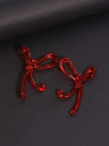 1pair Sweet Fashionable Acrylic Bowknot Earrings For Women, Great For Holidays, Birthdays, Prom, Weddings, Vacations, Shopping And Parties Accessory - Red - View 13