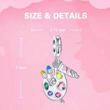 鍍銀吊飾彩色畫筆顏料系列吊飾珠子,適用於diy女性手鍊吊墜 - 銀色 - 查看 2