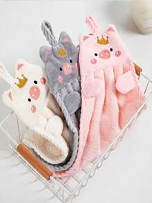 1 Piece Ultra-Fine Fiber Cute Hand Towel, Pig Design Towel For Home Use, Absorbent Kitchen Towel, Slouchy Cleaning Cloth - Blue - View 7