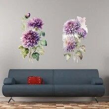 1set (2pcs) Elegant Green Plants & Big Lily Flower Wall Stickers - Multicolor - View 6