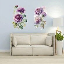 1set (2pcs) Elegant Green Plants & Big Lily Flower Wall Stickers - Multicolor - View 7