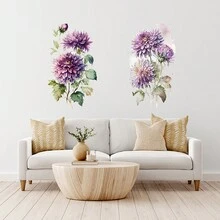 1set (2pcs) Elegant Green Plants & Big Lily Flower Wall Stickers - Multicolor - View 4