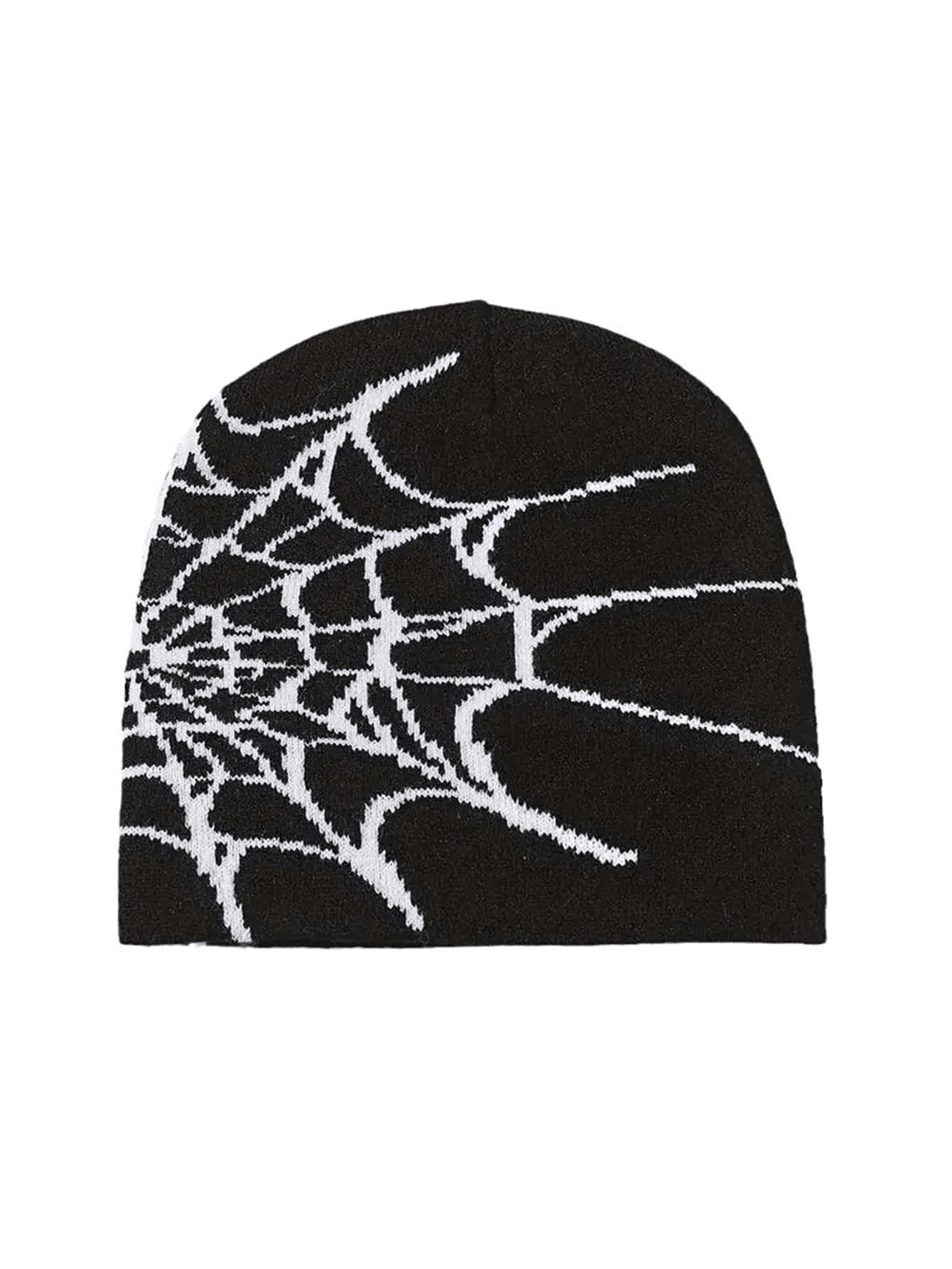 1頂y2k哥特風蜘蛛紋織針帽,冬日保暖、休閒風格,適合男女戶外穿戴 - 黑色 - 查看 1