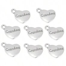 10pcs Charm Alloy Family Member Letter Heart Shape Pendant For DIY Jewelry Making Necklace Bracelet Gifts Accessories - Silver - View 11