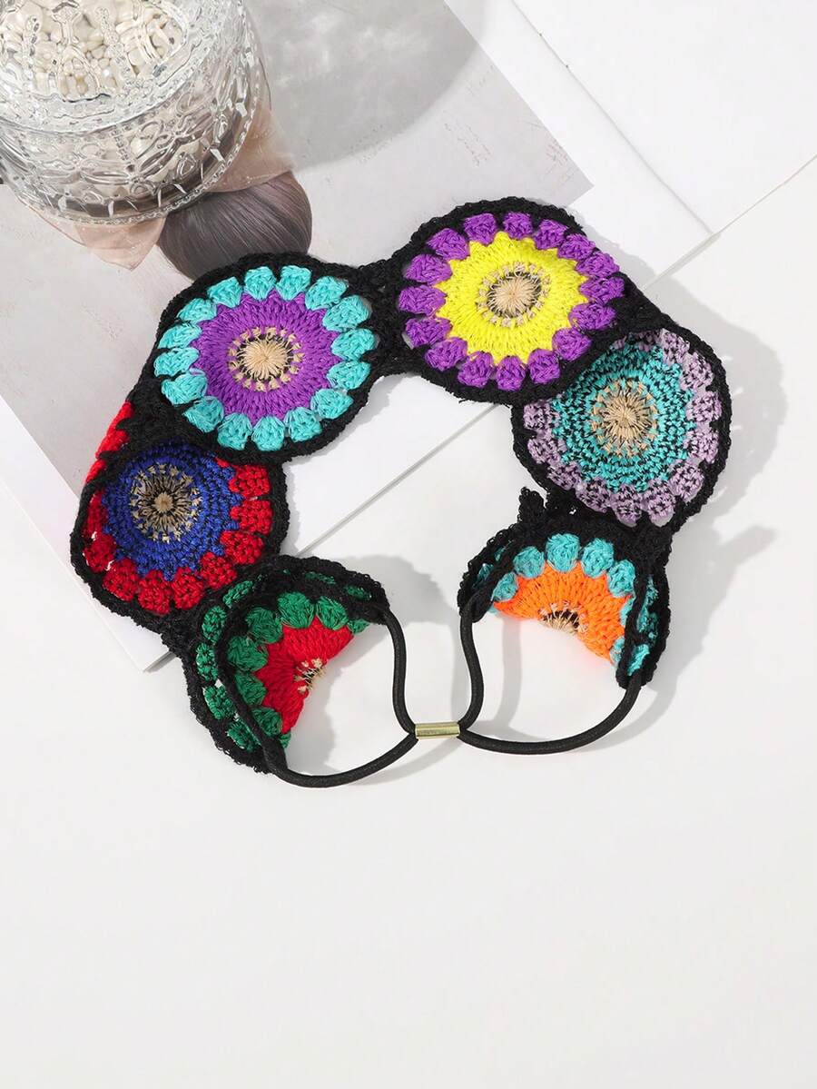 1入黑色針織圓形髮箍 - 黑色 - 查看 1