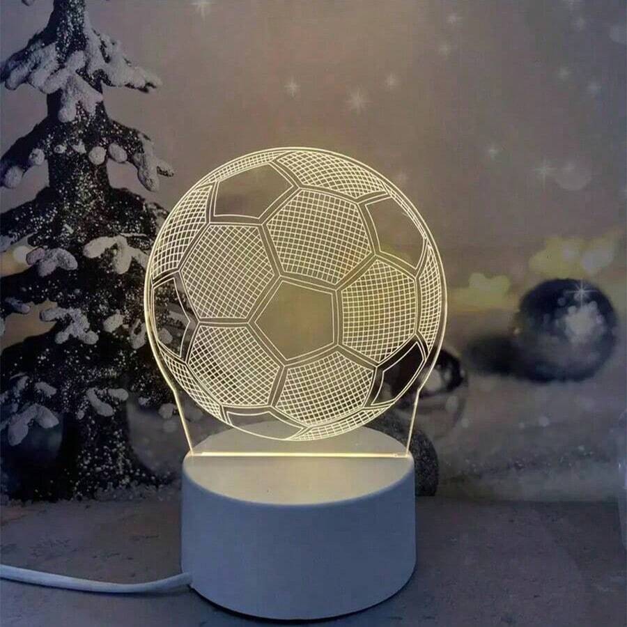 1入3d足球形led夜燈-暖黃色燈光,變色燈光,臥室氛圍led桌燈-完美的禮物主意 - 白色 - 查看 1