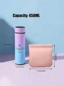 2入組/套智慧型不銹鋼保溫水瓶+口紅收納袋組合 - 漸層粉紅色 - 查看 5