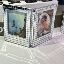 磁性相框（1 个 3 英寸），迪斯科镜面玻璃手工贴制，DIY 磁性百变组合创意装饰 - 銀色 - 查看 1