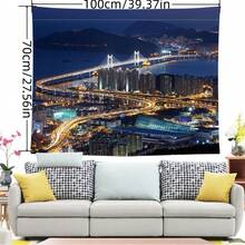 1入夜景風格掛毯,卡通動漫掛飾,適用於卧室審美,客廳,盧瓦派對,商店背景,掛毯審美裝飾 - 橘色 - 查看 2