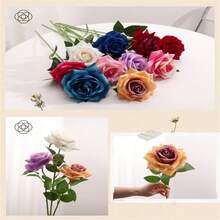 1pc Romantic Valentine's Day Realistic Velvet Rose, Suitable For Wedding Hotel Decoration, Photography Props, Rose Headband Decoration - Multicolor - View 7