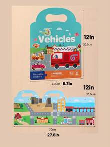 Children's Portable Bubble Sticker Book With Cartoon Sticker Pictures For Cognitive Learning Of Insects, Transportation, Ocean, Space And Animals, Also Includes Educational Puzzle Toys - Transportation Series - View 2