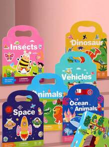 Children's Portable Bubble Sticker Book With Cartoon Sticker Pictures For Cognitive Learning Of Insects, Transportation, Ocean, Space And Animals, Also Includes Educational Puzzle Toys - Transportation Series - View 3
