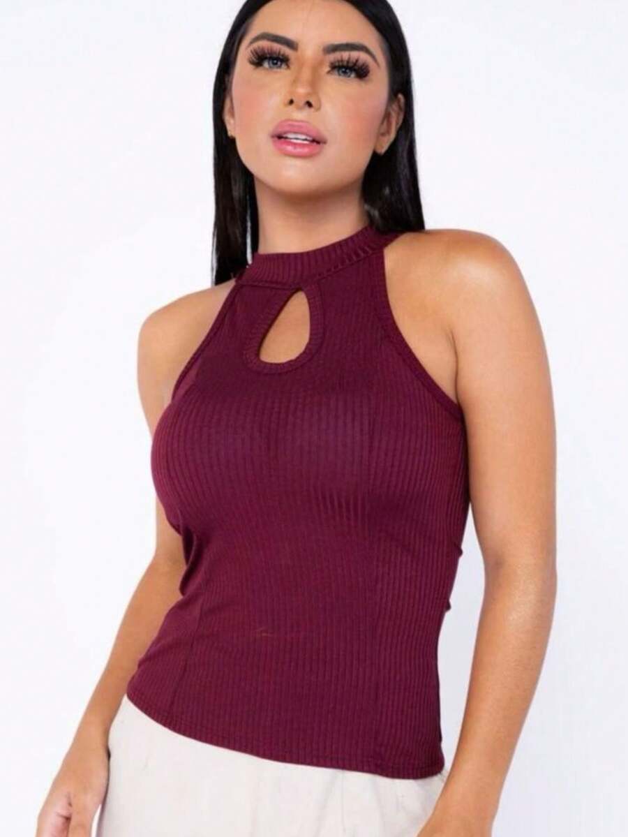 Women T-Shirts - 酒紅色 - 查看 1