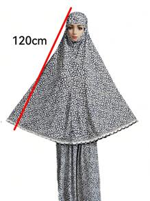 Lace Hem Oversized Headscarf For Women, Suitable For Home Use - Grey - View 5
