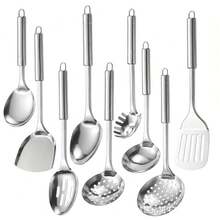 9pcs/Set Stainless Steel Cookware And Cooking Utensils Set - Silver - View 2