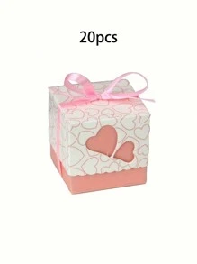 20入組情人節糖果盒,心形情人節杯形蛋糕餅乾盒,帶緞帶的甜點餅乾巧克力情人節派對禮物,紅色粉紅色紫色 - 彩色 - 查看 9