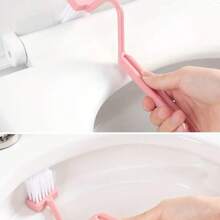 3件套V型马桶刷小号马桶刷无盲区清洁刷家用卫浴神器可转动马桶弯头挂墙SS - 粉色 - 查看 3