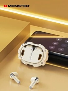 Monster Xkt10 Pro Tws無線耳機低延遲運動耳機降噪帶麥克風耳塞 - 米色 - 查看 4