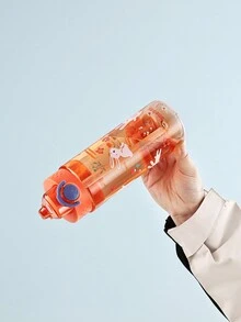 1pc Cycling Water Bottle, 600ml Cup With Straw And Handle For Students, Lovely Gift For Kindergarten Graduation - Dusty Pink - View 4