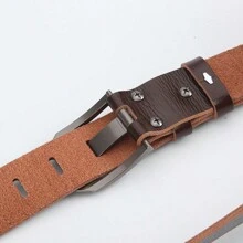 男士皮帶,休閒復古風格,針扣設計,頭層牛皮製造,非常適合搭配牛仔褲 - 彩色 - 查看 9