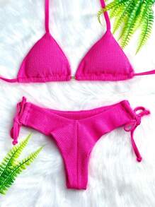 Women Bikini Sets - 玫紅色 - 查看 2