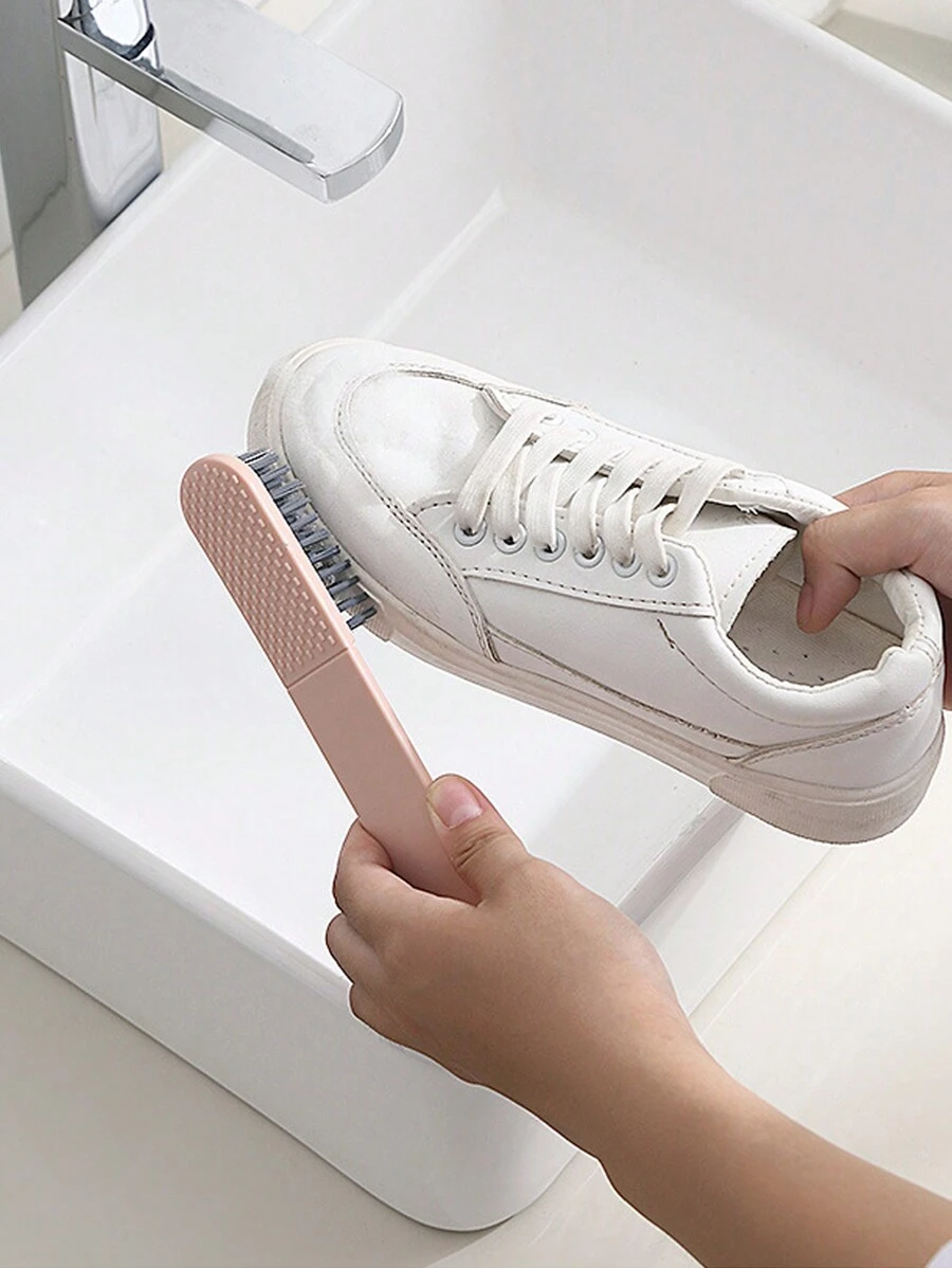 1pc Soft Bristle Shoe Brush, Suitable For Home Use, Washable And Will Not Damage Shoes - Pink - View 1
