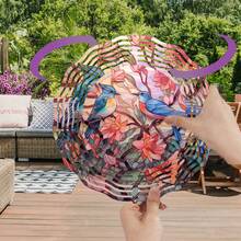 1入組鳥和花風小提琴手3d金屬掛鳥風小提琴手庭院藝術鳥花園裝飾春季裝飾漸層彩色庭園小提琴手禮品工藝裝飾品動力掛風手可用於室內外窗戶裝飾 - 鳥與花5 - 查看 3