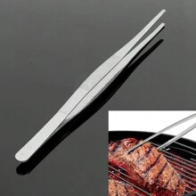 1pc Multi-Functional Bbq Food Tongs Stainless Steel Kitchen Tool, Ideal For Brazilian Bbq And Buffet Party