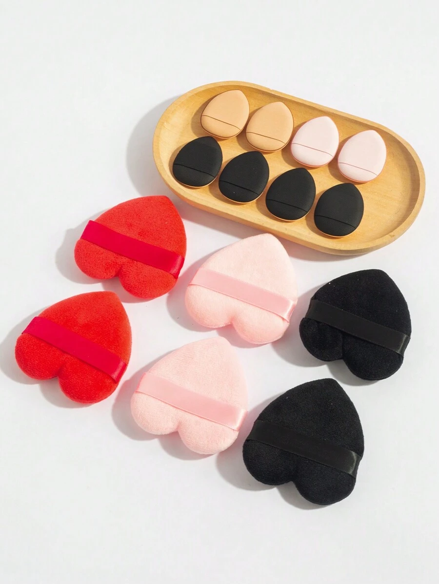 6pcs Heart Shaped Powder Puff Plus 8pcs Mini Finger Powder Puff For ...