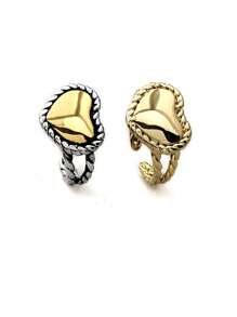 1pc Fashionable Vintage Stainless Steel Heart Shaped Open Ring, Adjustable Size. Great For Gifting Family Or Friends On Birthdays, Anniversaries, Valentine's Day, And Other Holidays. - Multicolor - View 5