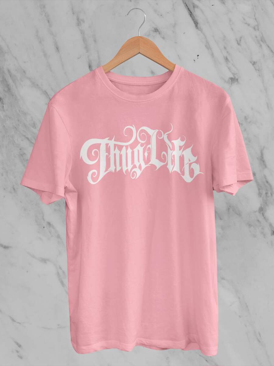 Camiseta Masculina thuglife streetwear T-shirt Rosa Camisa Style