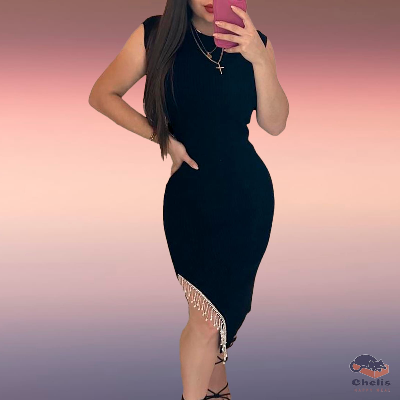 vestido tipo lápiz abertura en pierna