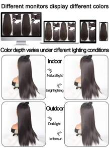 合成 4 夹式接发 V 型长直发假发黑棕金色 40/50/60 厘米女士天然假发 - Black-brown - 查看 6