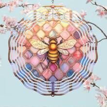 1個蜜蜂風紡3d金屬掛飾昆蟲蜜蜂風紡庭院藝術蜜蜂花園裝飾春季裝飾漸變色花園旋轉器禮品工藝品裝飾動力學懸掛風扇,室內外窗戶裝飾 - 蜜蜂2 - 查看 7
