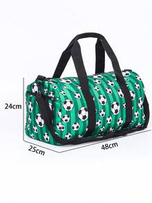 1 件卡通圖案印花大容量輕質聚酯拉鍊行李袋男女通用旅行健身露營旅行包健身包大包過夜包運動學校度假 - 綠色 - 查看 2