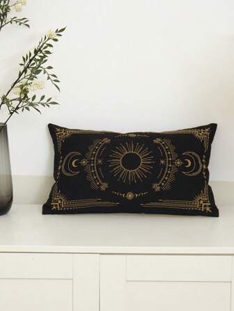 1個四季/通勤/月亮刺繡枕頭套,適用於家居裝飾