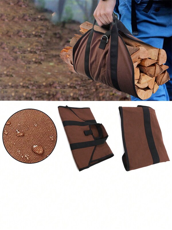 1pc Durable Outdoor Portable Firewood Storage Bag, MultiFunctional