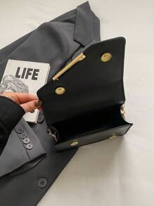 Bolso cuadrado de mano en forma de diamante con patrón de cocodrilo de moda y mini tamaño - Negro - Ver 5