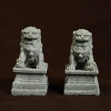 1pair/2pcs Simulated Northern Lion Decoration, Made Of Sandstone, For Home Decoration Or Aquarium Landscape In Zen Tea Room, Study Or Garden - Light Grey - View 4