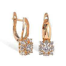 1對豪華鍍金鑲嵌水晶耳釘,時尚珠寶配件女禮物晚會婚禮 - E543 - 查看 7