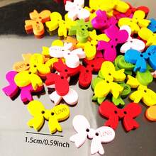 50入組童裝diy用卡通蝴蝶形木製鈕扣,多色木製鈕扣,適用於大衣、防風外套、夾克 - 彩色 - 查看 4